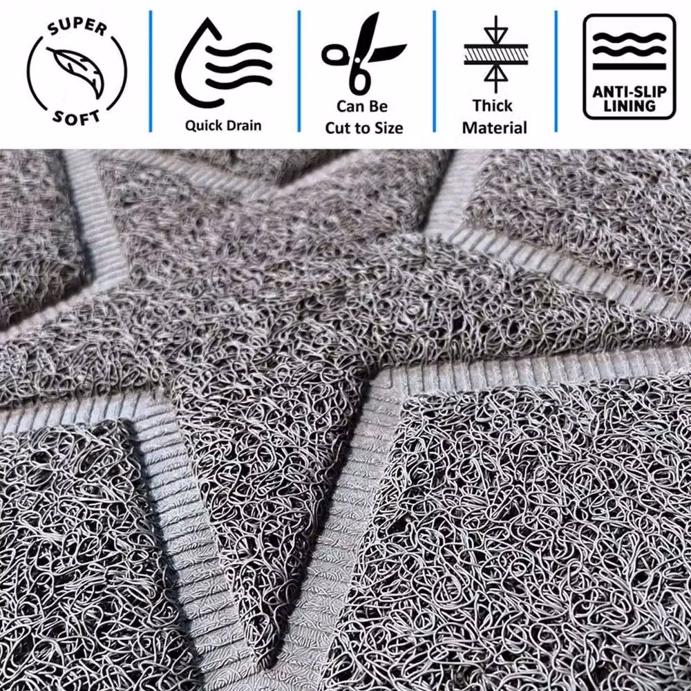 NESTLUNE Non-Slip Anti-Mould Star Corner Shower Mat, Grey, W/D/H: 53 x 53 x 1 cm – 2