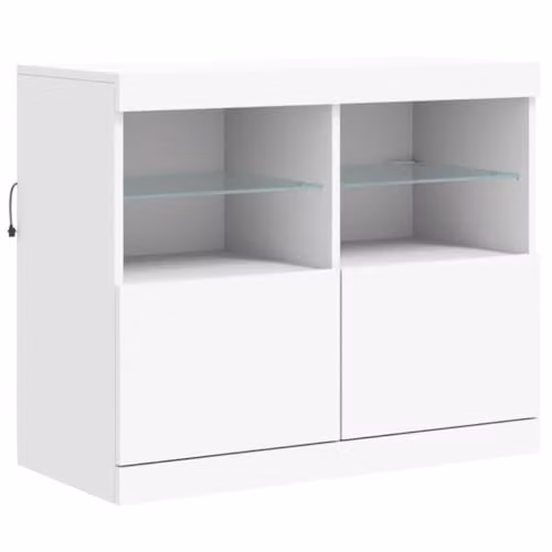 vidaXL Modern White Sideboard with Integrated LED Lights, W/D/H: 81 x 37 x 67 cm