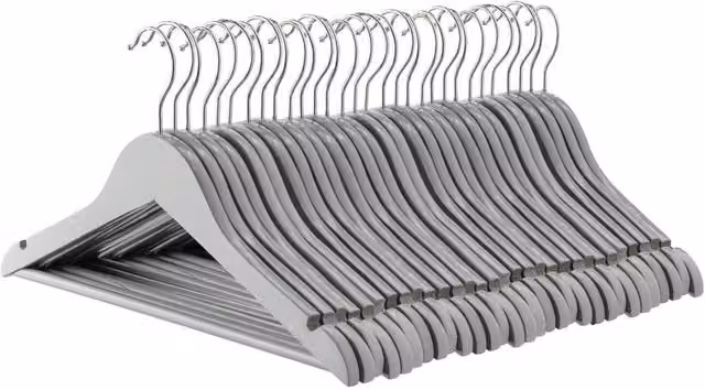 Havendro Wooden Kids Hangers with Trouser Bar, Grey, Pack of 30 – 1