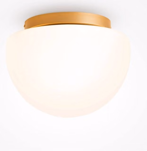 Netlighting Glassy Modern Globe Ceiling Light in Gold/Brass with White Glass Shade and E27 Socket