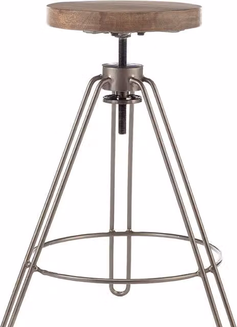 Elm Home And Garden Industrial Mango Wood and Metal Bar Stool in Grey and Brown