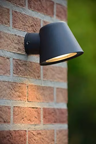 Lucide Dingo LED Dimmable Outdoor Wall Light in Black or Anthracite with GU10 Bulb Replacement and IP44 Rating – 2