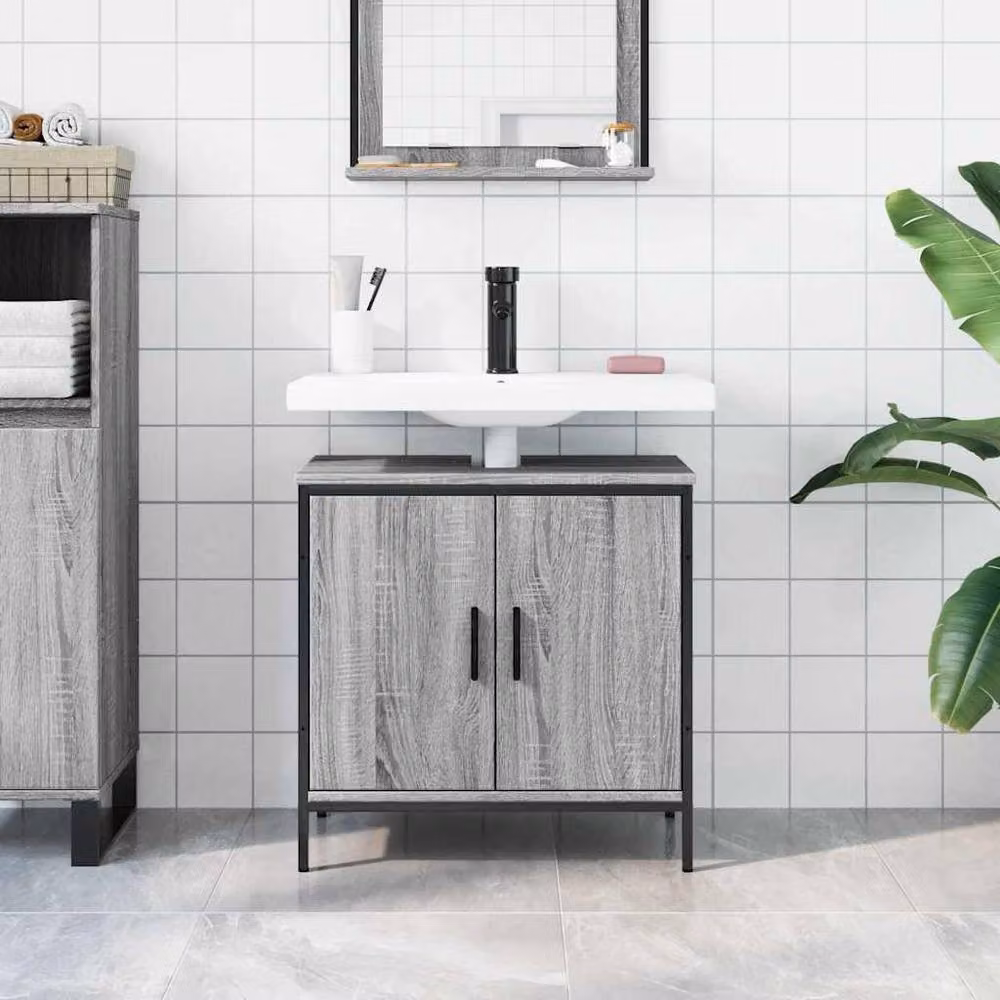 Berkfield Home Grey Sonoma Wall Mounted Bathroom Sink Cabinet W/D/H: 60 x 30 x 60 cm – 3