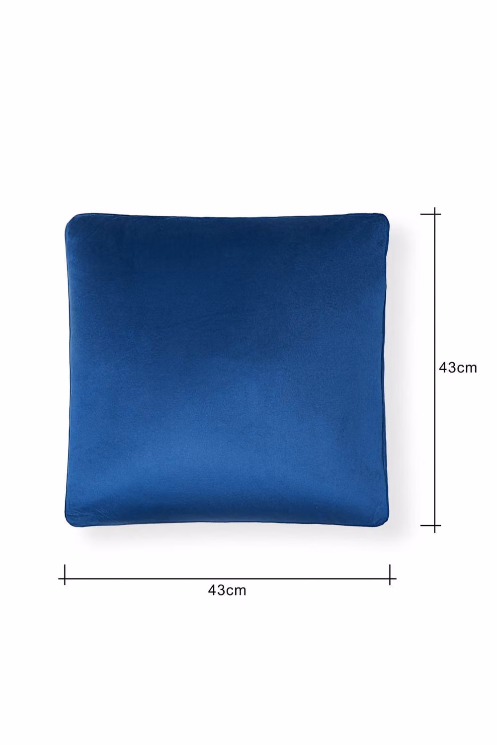 BHS Small Square Velour Piped Cushion in Blue, W: 43 cm x D: 43 cm x H: 1 cm – 3