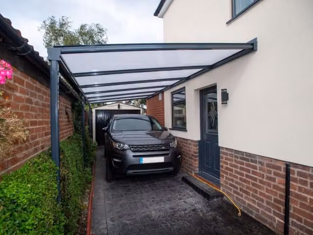 Milwood Group Simplicity 35 Aluminium Lean-to Pergola Veranda in Grey, W: 1700 cm, D: 300 cm