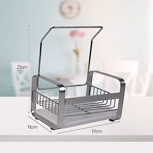 MantraRaj Stainless Steel Kitchen Sink Caddy and Sponge Holder with Drip Tray in Silver – 2