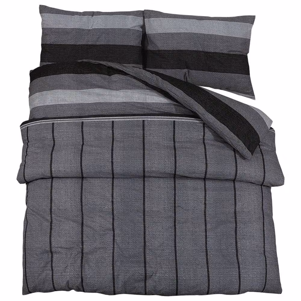 Berkfield Home Elegant Cotton Duvet Cover and Pillowcase Set in Grey, W/D/H: 260 x 240 cm – 3