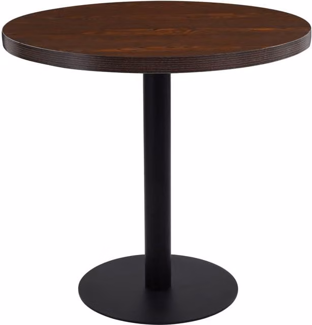 Berkfield Home Modern Round Bistro Table in Dark Brown MDF and Metal, Diameter: 80 cm