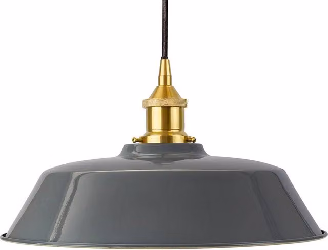 SE Home Chancery Round Suspended Pendant Light in French Grey, Black and Polished Brass