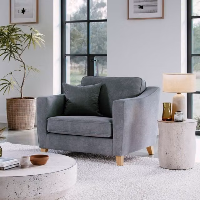 The Great Sofa Company Jackson Chenille Snuggle Chair in Blue