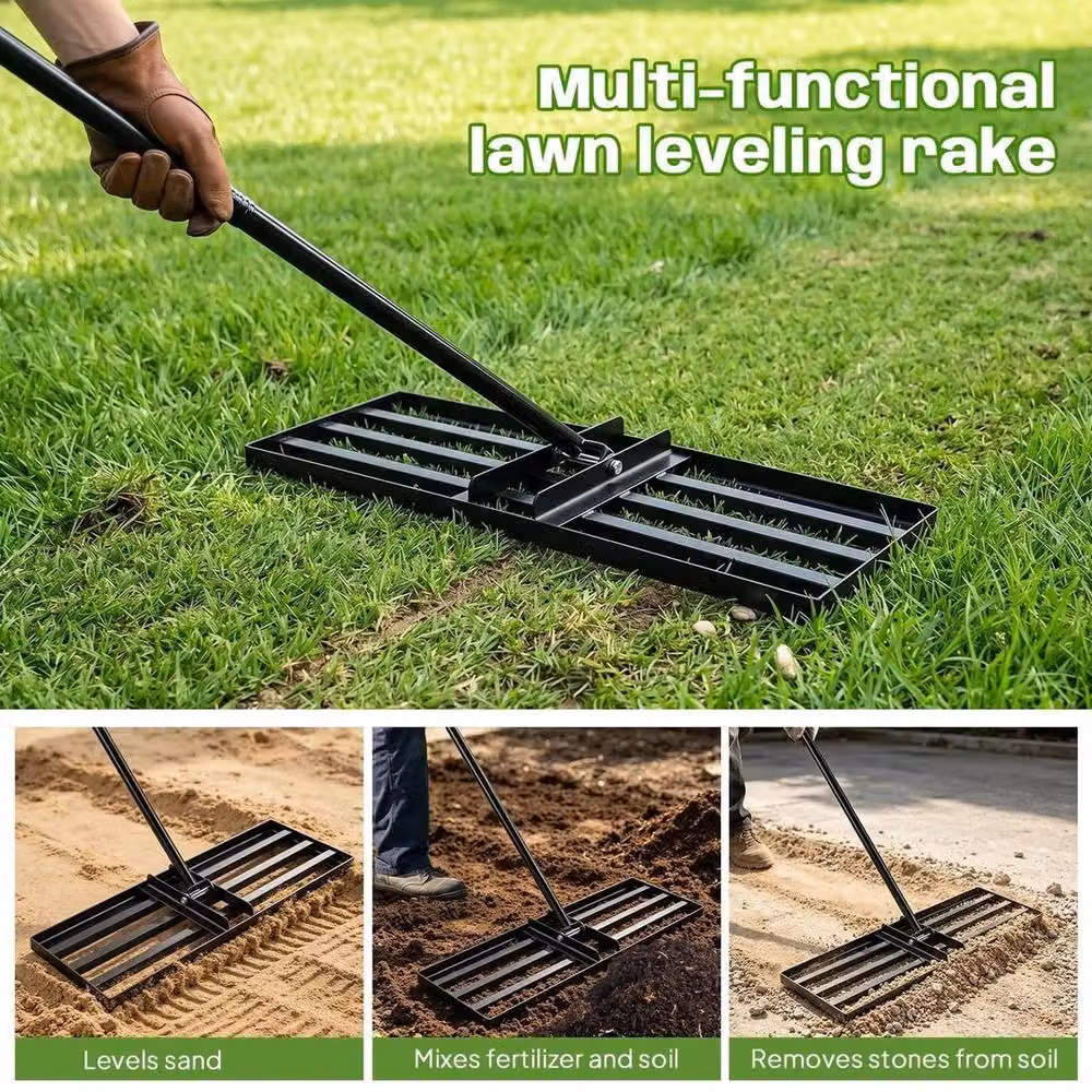 Kelvenix Heavy Duty Lawn Leveller Rake in Black – 3