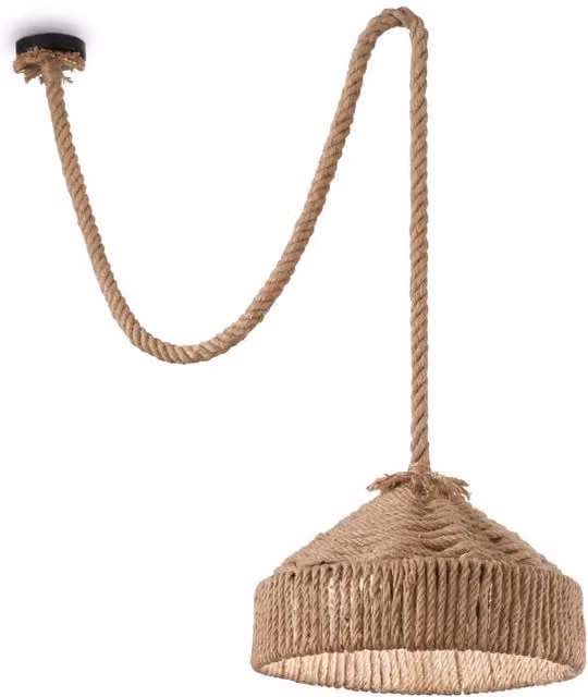 Ideal Lux Canapa Dome Ceiling Pendant Light in Brown with Hemp Rope and Metal