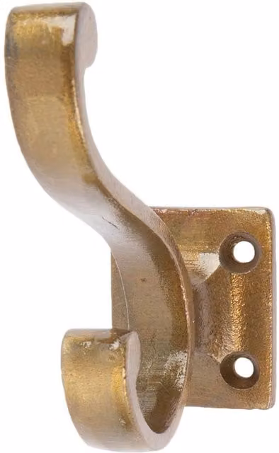 Hammer and Tongs Brass Gold Square Back Hat and Coat Wall Hook