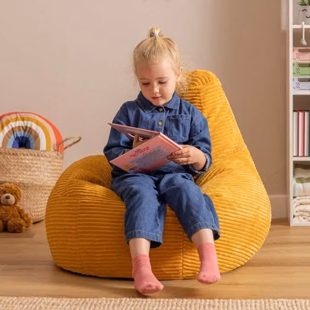 ICON Dalton Corduroy Kids Bean Bag Pack of 2, Yellow