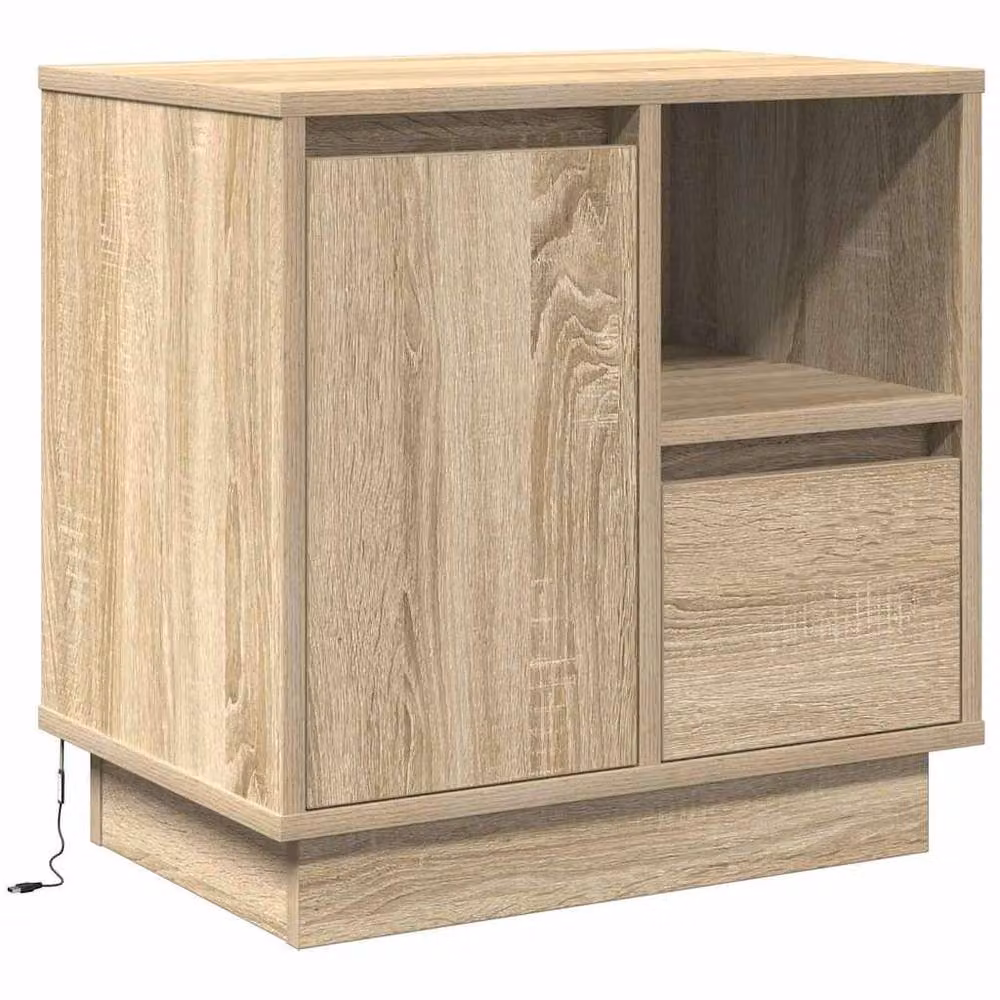 Berkfield Home Modern Bedside Cabinets with Integrated LED Lighting, Sonoma Oak in Beige, Set of 2, W/D/H: 50 x 34.5 x 50 cm – 2