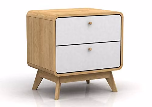 Dorel Home Furnishings Cassie End Table with 2 Drawers, Grey and White, D/W/H: 39 x 51 x 53 cm