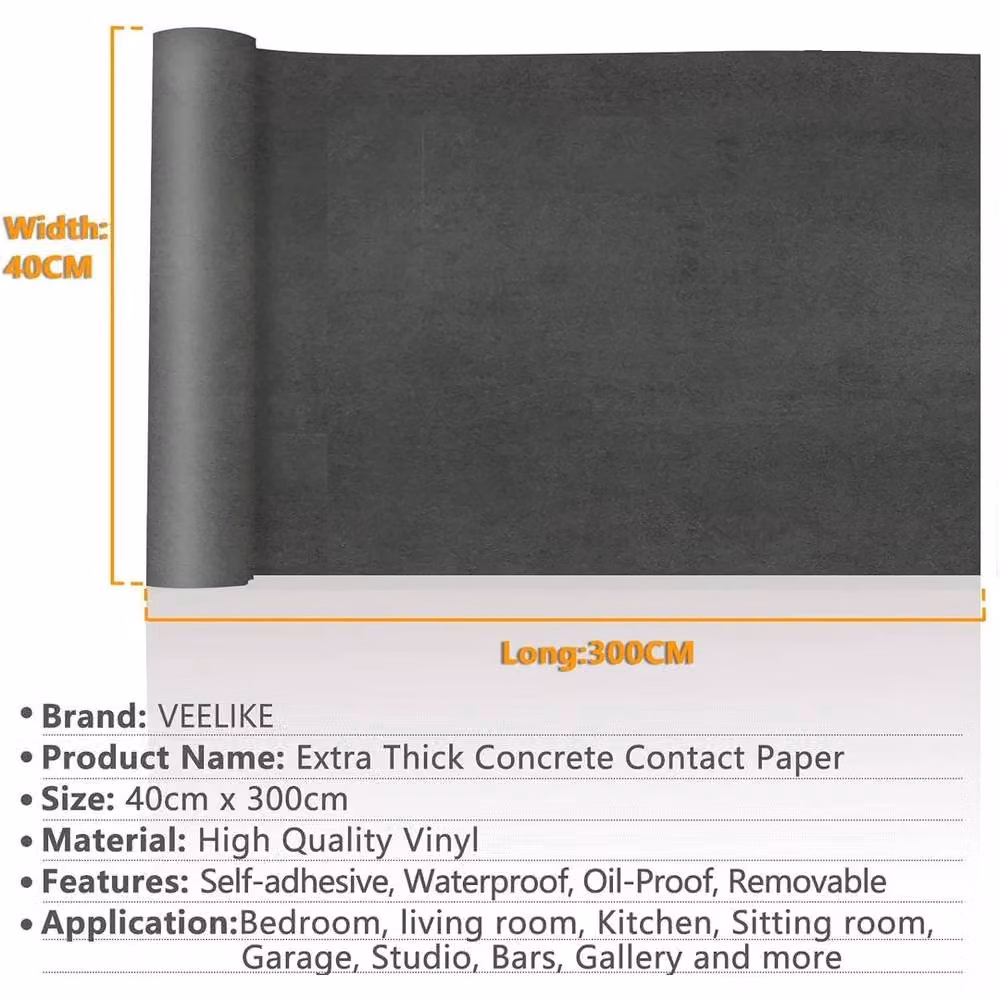 EONLION Cement Concrete Effect Textured Wallpaper in Dark Grey, Width: 100 cm – 2