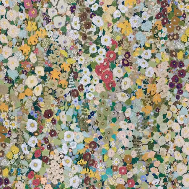 House of Hackney Hollyhocks Summer Botanical Floral Wallpaper in Green, Yellow and Multicolour