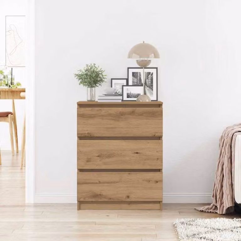 Berkfield Home Artisan Oak Sideboard in Brown, W/D/H: 60 x 35 x 76 cm
