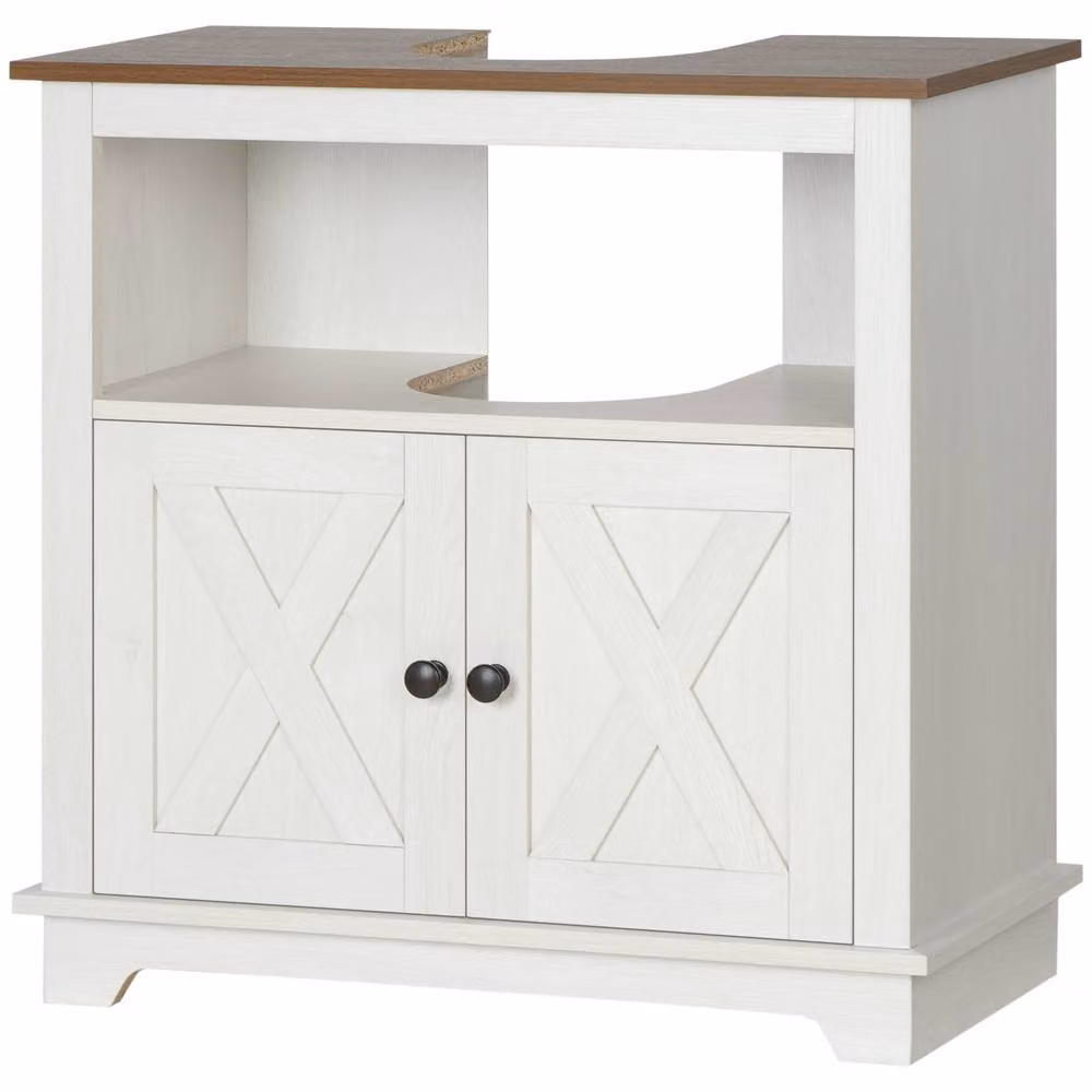 STILVORA White Under Sink Bathroom Cabinet with Hinged Double Doors and Internal Shelves – 2