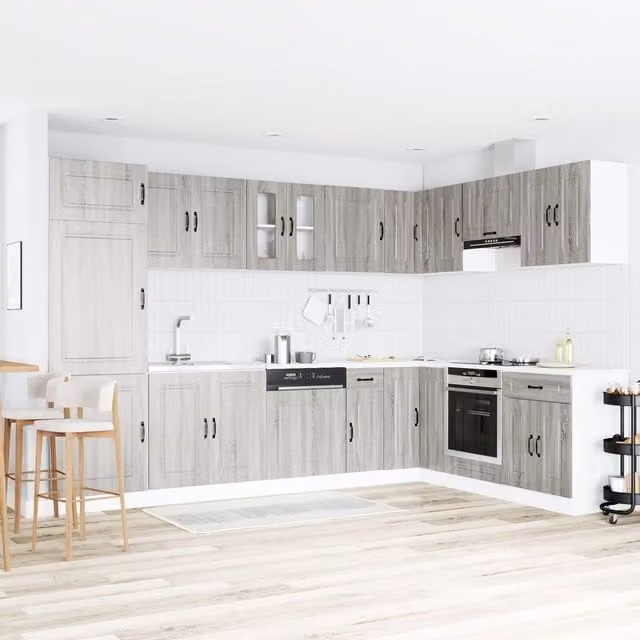 Berkfield Home Kalmar Kitchen Sink Cabinet in Grey Sonoma Engineered Wood, W/D/H: 81.5 x 46 x 80 cm