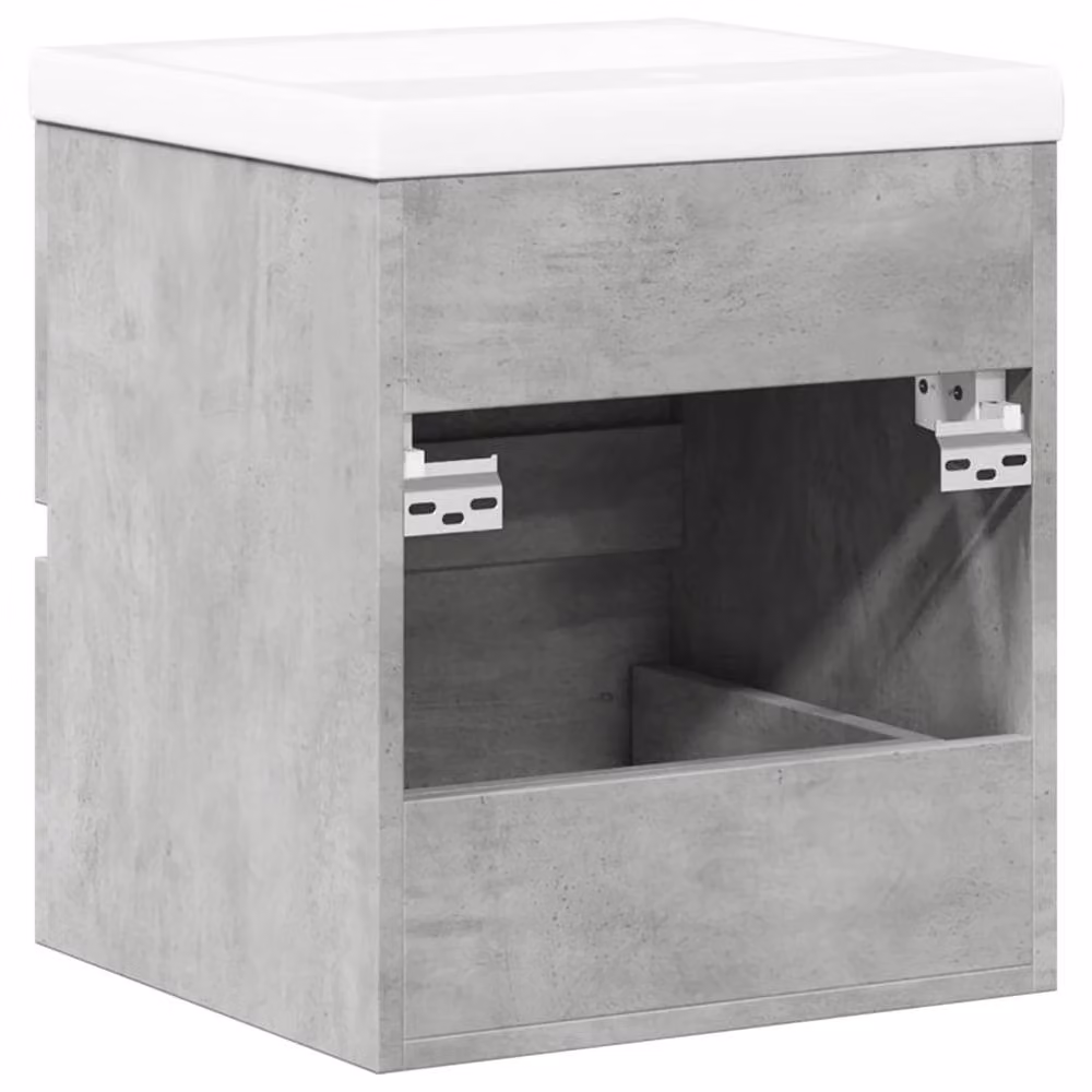 Berkfield Home Modern 2 Piece Wall Mounted Bathroom Vanity Unit Set in Grey and White, W/D/H: 45 x 41 x 38.5 cm – 2