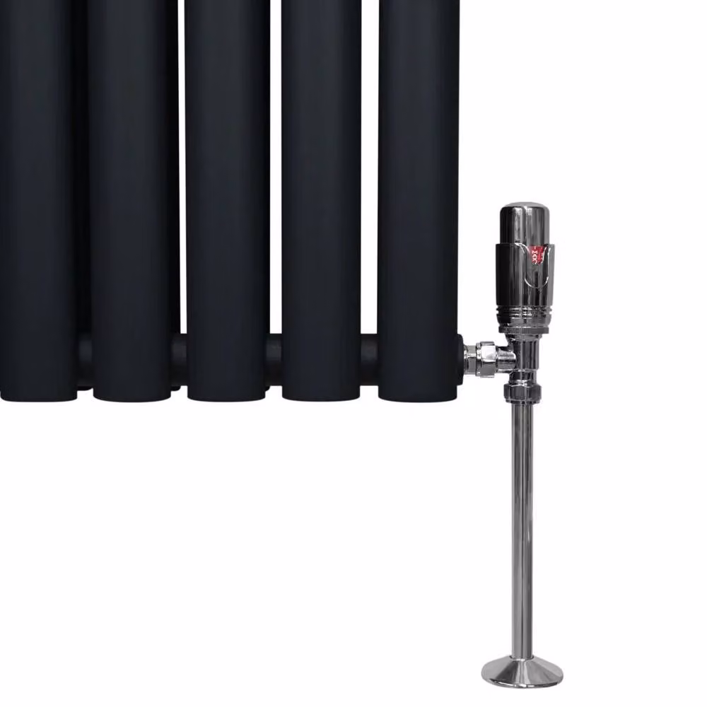 Monstershop Oval Column Radiator and Valves in Black, H 180 cm x W 24 cm – 6