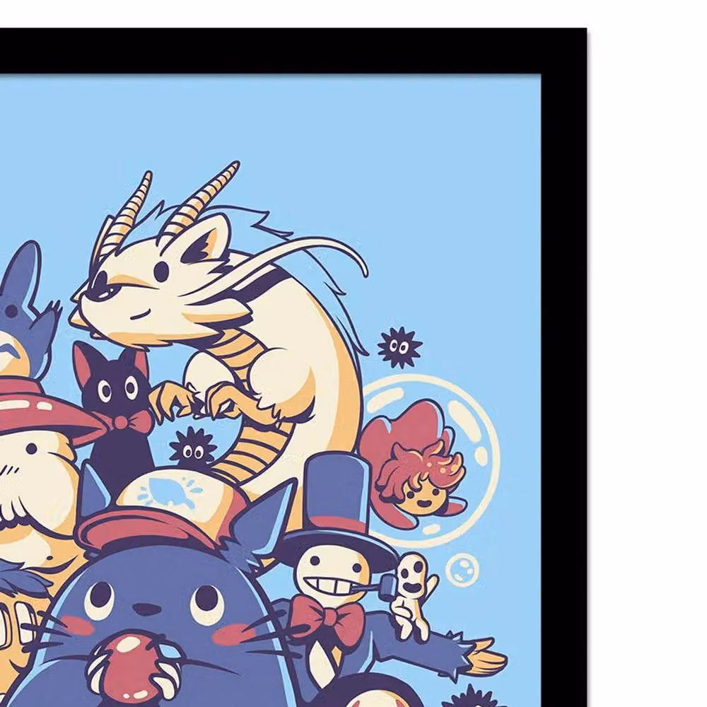 Ilustrata Creatures Spirits and Friends Framed Animal Illustration Poster in Light Blue – 2