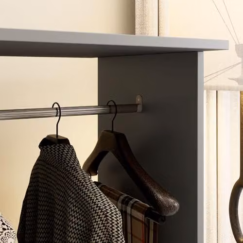 HOMCOM Mobile Double Open Wardrobe with Clothes Hanging Rail in Grey, W/D/H: 128 x 40 x 40 cm – 8