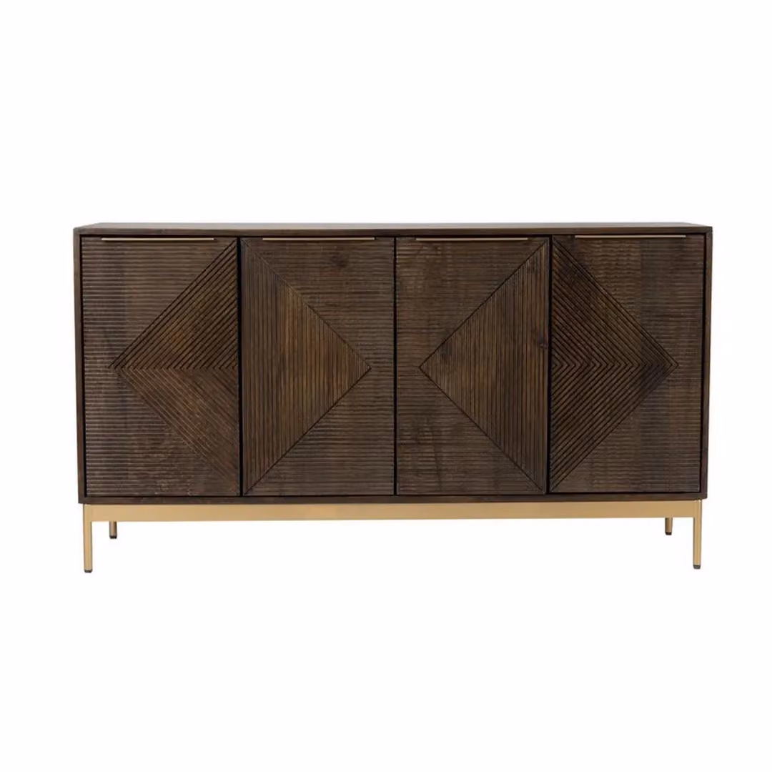 Jaipur Furniture Ltd Zaine Carving 4 Door Mango Wood Sideboard in Brown, W138 x D40 x H76 cm – 2