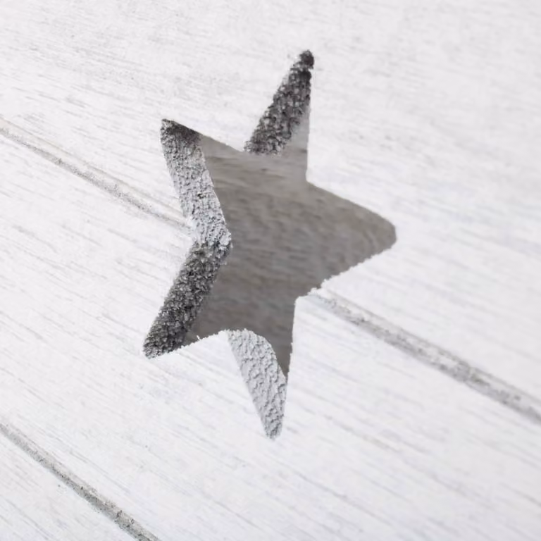Red Hamper Large Grey Wooden Vintage Effect Star Cut Out Box with Handles W: 35.0 cm, D: 25.0 cm, H: 19.0 cm