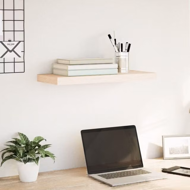 Berkfield Home Floating Wall Mounted Shelf in Brown Oak, W/D/H: 60 x 23.5 x 4 cm – 1