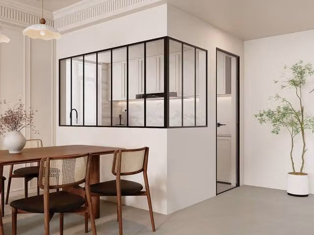 Vente-unique Corner Workshop Aluminium Partition Window with Glass, Black, W: 210 cm, D: 90 cm, H: 105 cm – 1