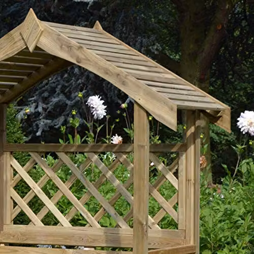 Rowlinsons Salisbury Wooden Arbour in Brown, W163 x D74 x H207.5 cm – 2