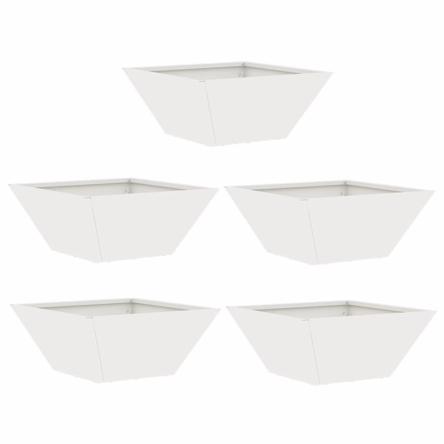Berkfield Home Garden Bowl Planters, 5 Piece Set in White and Multicolour Steel, W/D/H: 35 x 35 x 15 cm – 2