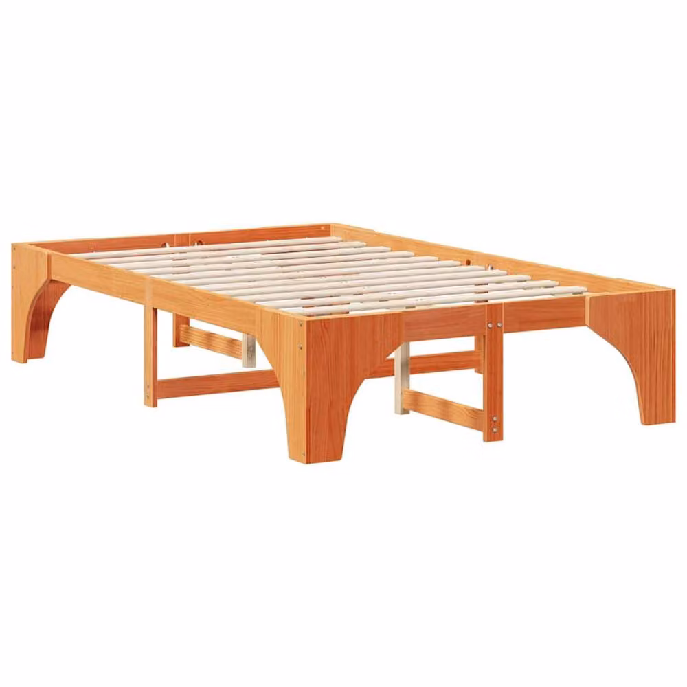 Berkfield Home Floor Bed Frame with Lift Up Storage in Brown, Solid Pine Wood, W: 120 cm, D: 190 cm – 2