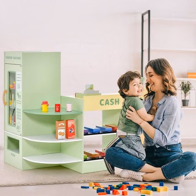 COSTWAY Kids Grocery Store Playset in Green