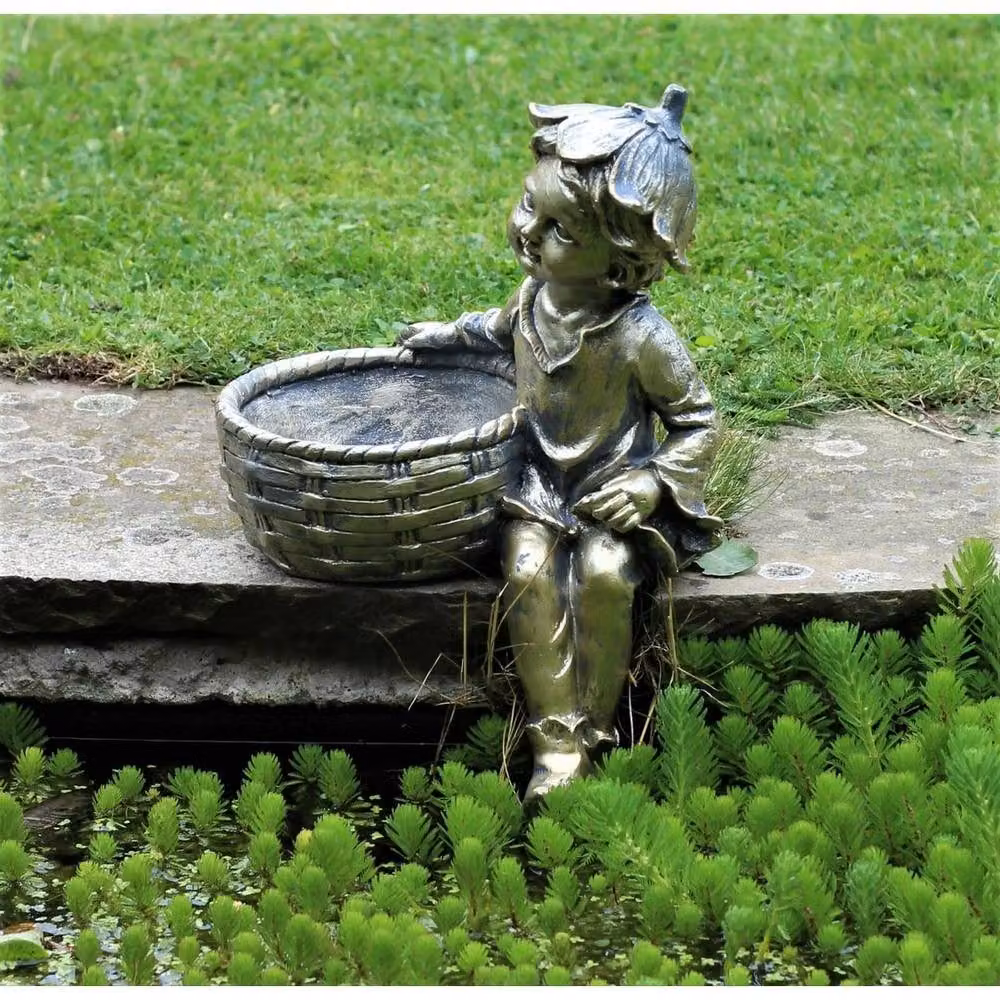 SPETLEK Boy Cherub Garden Ornament in Grey – 3