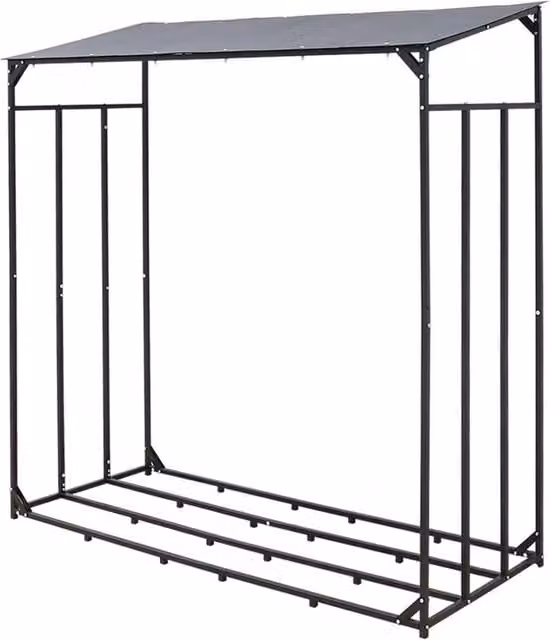 NESTLUNE Large Black Metal Log Store and Indoor Wood Basket, W/D/H: 100 x 100 x 176 cm – 1