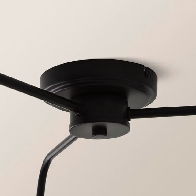 ValueLights Susie 3 Arm Glass Lantern Ceiling Light in Black