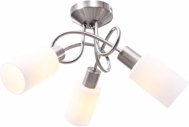 Berkfield Home Modern White Cone Ceiling Lamp with Ceramic Shades for 3 x E14 Bulbs