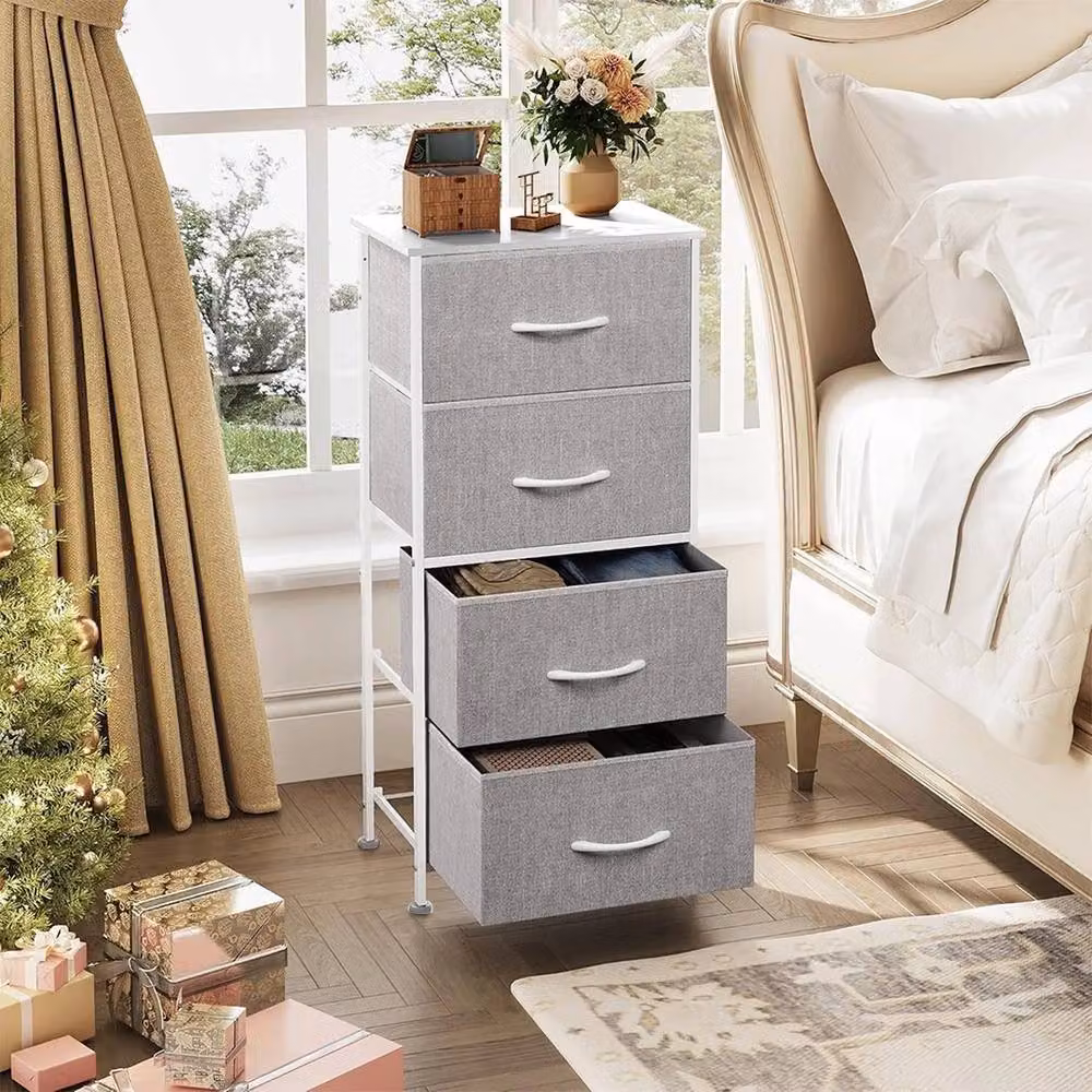 KORVIXA 4 Drawer Fabric Chest of Drawers Organizer Unit in Grey, W/D/H: 100 x 100 x 100 cm – 3