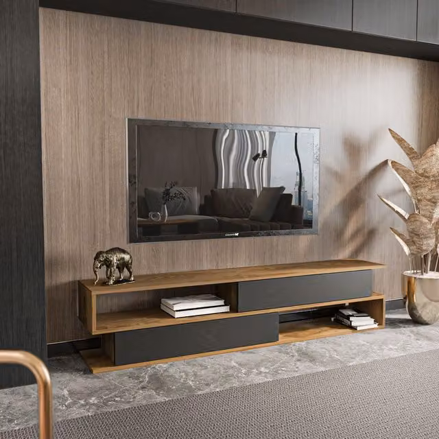 Decorotika Cortez Modern TV Stand in Ecru for TVs up to 72 inch