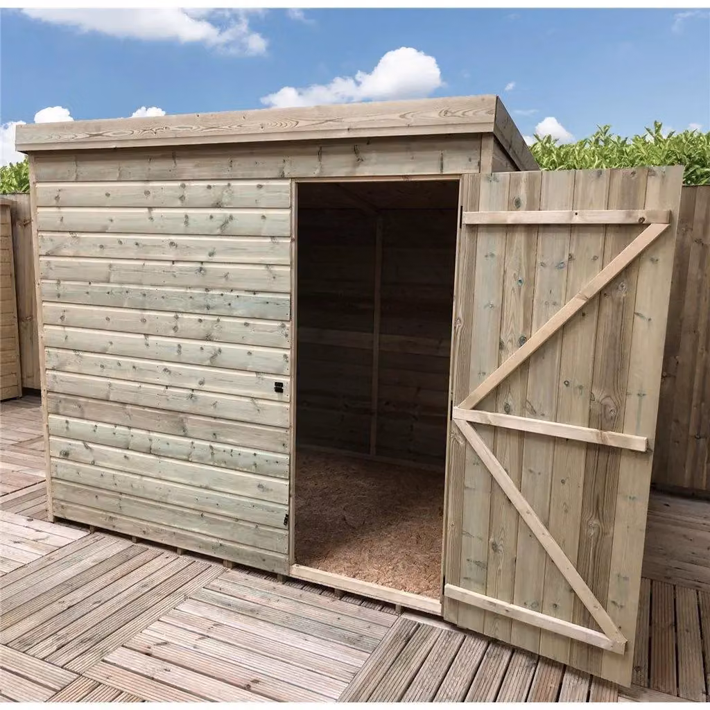 Marlborough Pressure Treated Pent Garden Shed with Single Door in Sand – 3