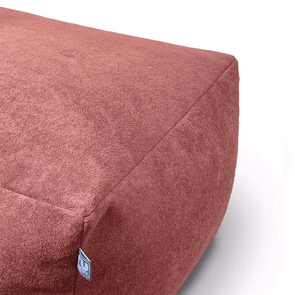 rucomfy Velora Velvet Cylindrical Bean Bag Ottoman Pouffe in Pink, W/D/H: 60 x 60 x 36 cm – 3