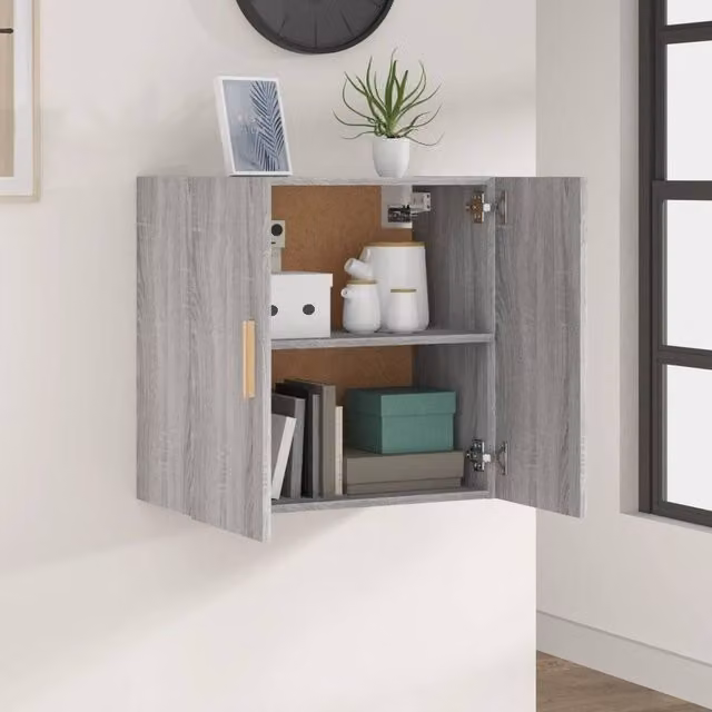 Berkfield Home Wall Mounted Cabinet in Grey Sonoma, W/D/H: 60 x 30 x 60 cm