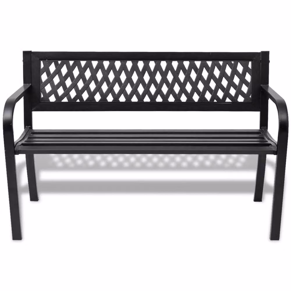 Berkfield Home Durable Modern Garden Bench in Black Steel and PVC – 3