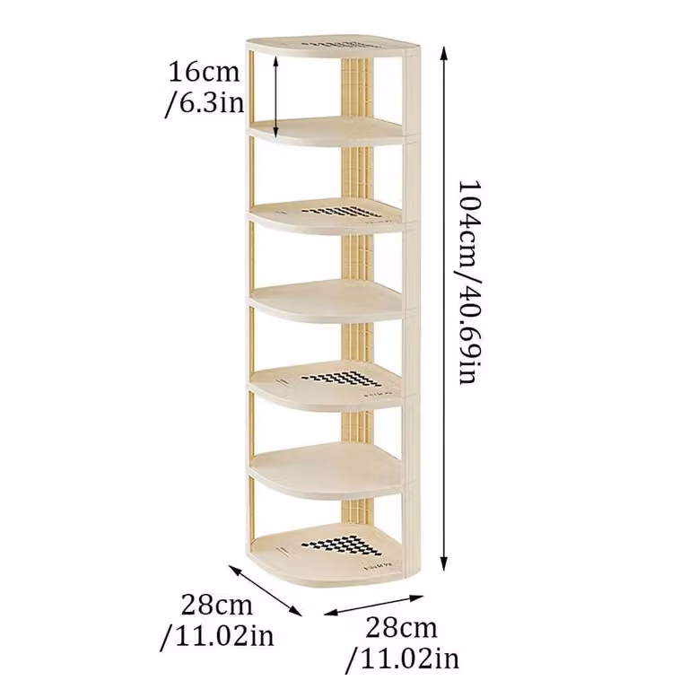 SPETLEK 7 Tier Tall Shoe Rack Storage Shelf Unit in Beige