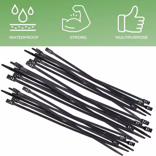 SPETLEK Releasable Black Plastic Cable Ties, 100-Pack – 1