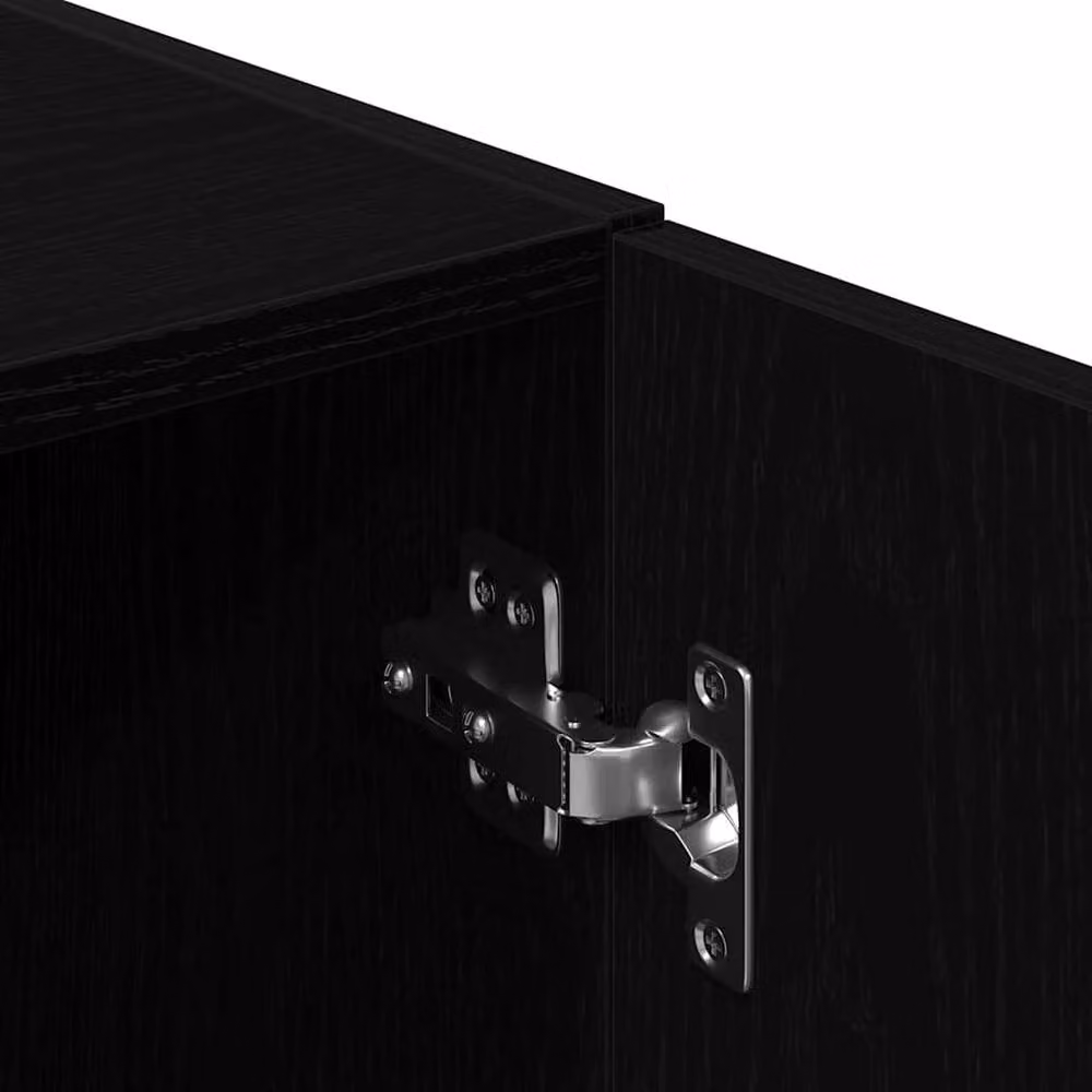 Berkfield Home 3 Piece Modern Black Matt Kitchen Cabinet Set with Hinged Doors and Internal Shelves – 4